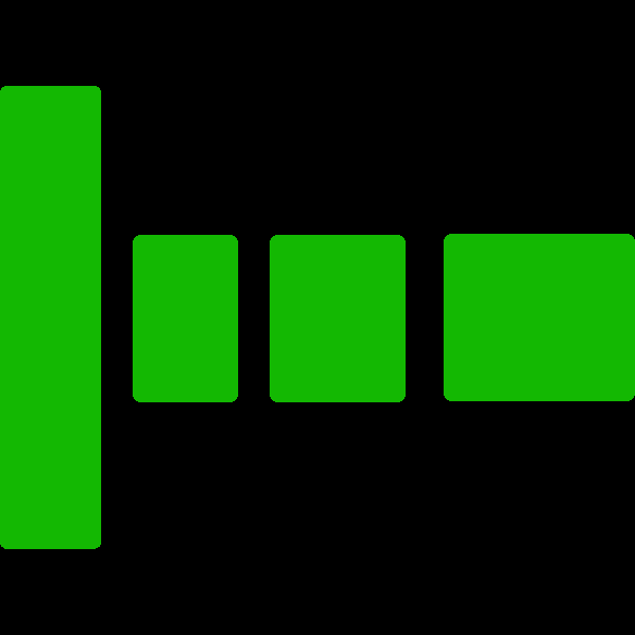 A green vertical rectangle with three green horizontal rectangles to its right.